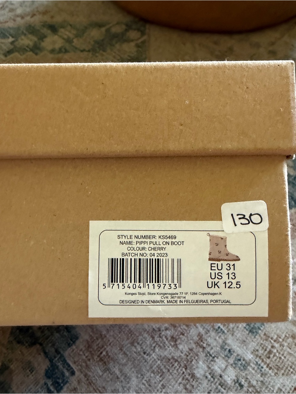 New In Box Konges Slojd Pippi Pull Toddler On Boot - Cherry EU 31/US 13 - Picture 3 of 5